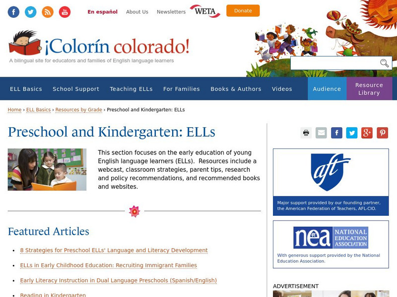 Colorin Colorado: Resources for El Ls in Preschool Website Colorin Colorado: Resources for El Ls in Preschool Website