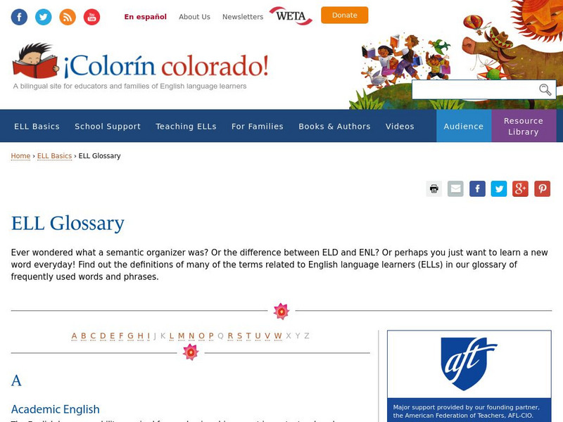 Colorin Colorado: Ell Glossary Website Colorin Colorado: Ell Glossary Website