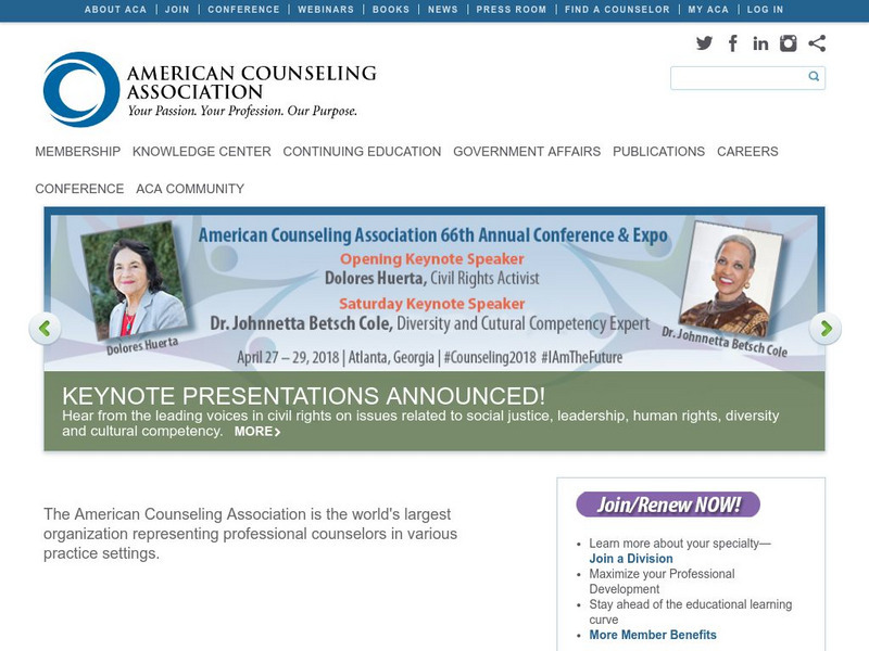 American Counseling Association Website American Counseling Association Website