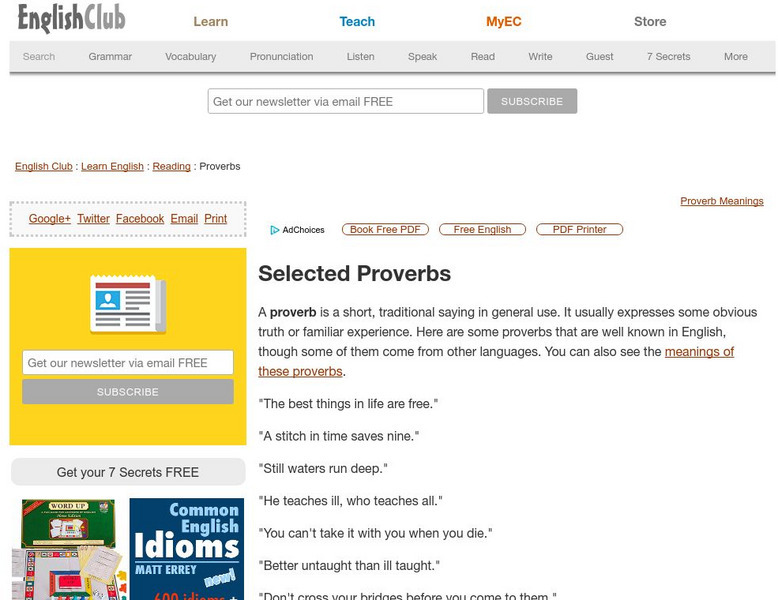 English Club: Proverbs Handout English Club: Proverbs Handout