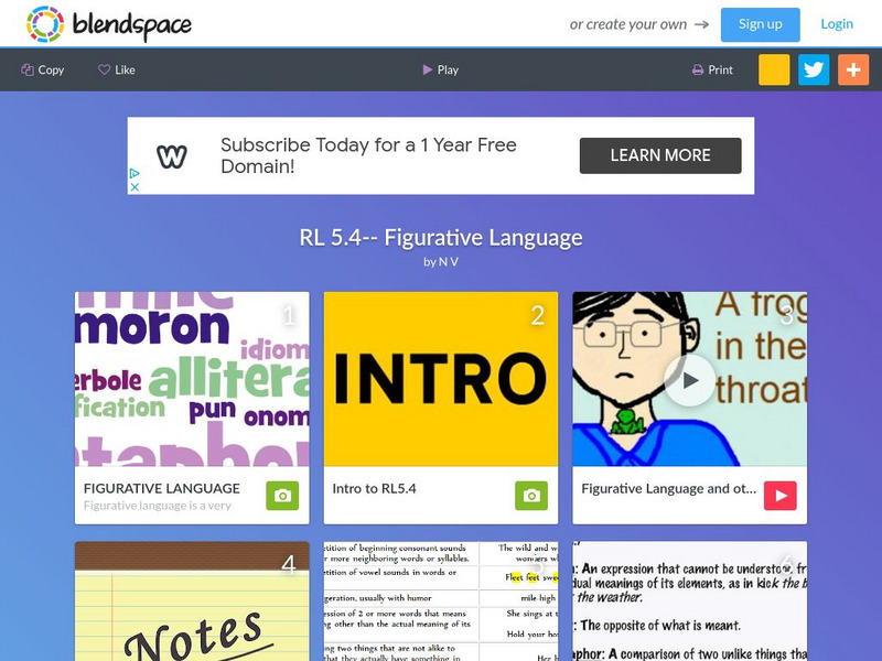 Blendspace: Rl 5.4 Figurative Language Unit Plan Blendspace: Rl 5.4 Figurative Language Unit Plan