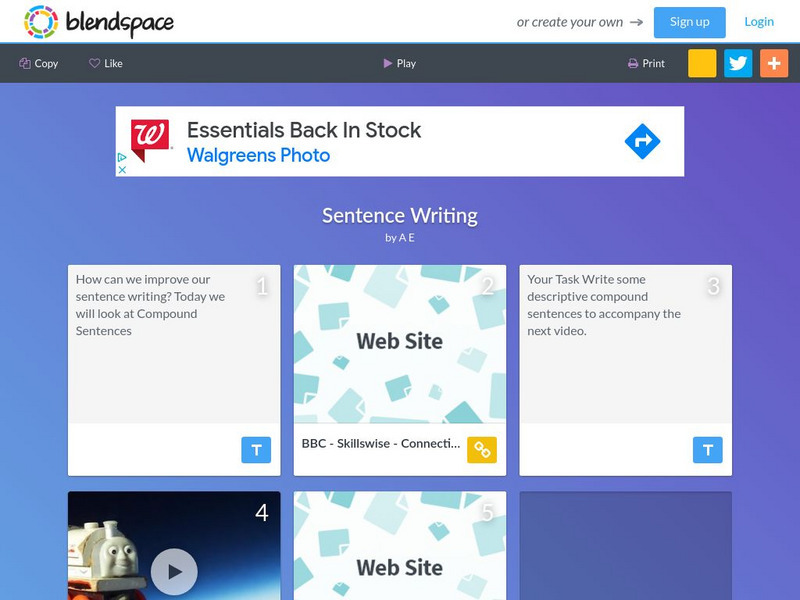 Blendspace: Sentence Writing Unit Plan Blendspace: Sentence Writing Unit Plan