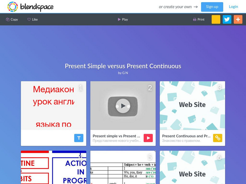 Blendspace: Present Simple Versus Present Continuous Unit Plan Blendspace: Present Simple Versus Present Continuous Unit Plan
