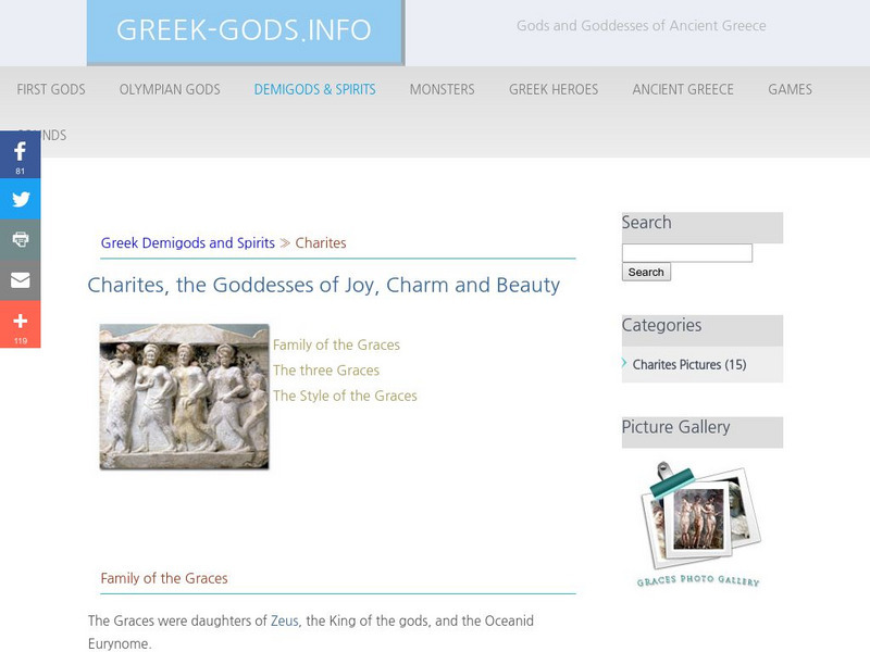 Greek Gods: Demigods & Spirits: Charites (Joy, Charm, Beauty) Handout Greek Gods: Demigods & Spirits: Charites (Joy, Charm, Beauty) Handout