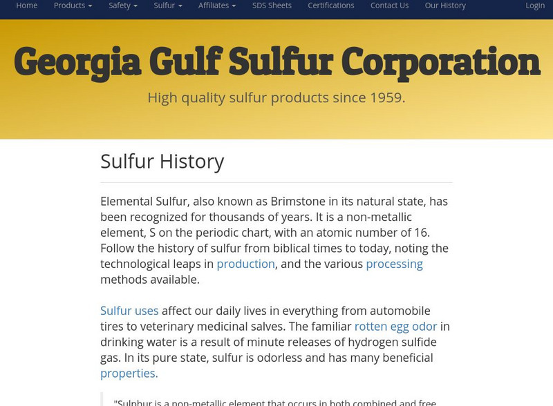 Sulfur Facts Handout
