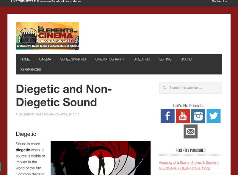 Elements of Cinema: Diegetic and Non Diegetic Sound Article Elements of Cinema: Diegetic and Non Diegetic Sound Article
