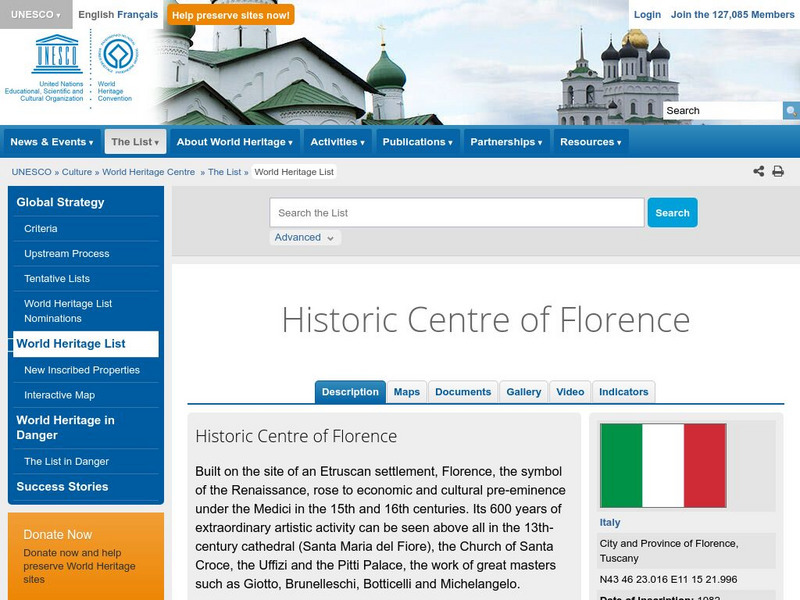 Unesco: Historic Centre of Florence Handout Unesco: Historic Centre of Florence Handout