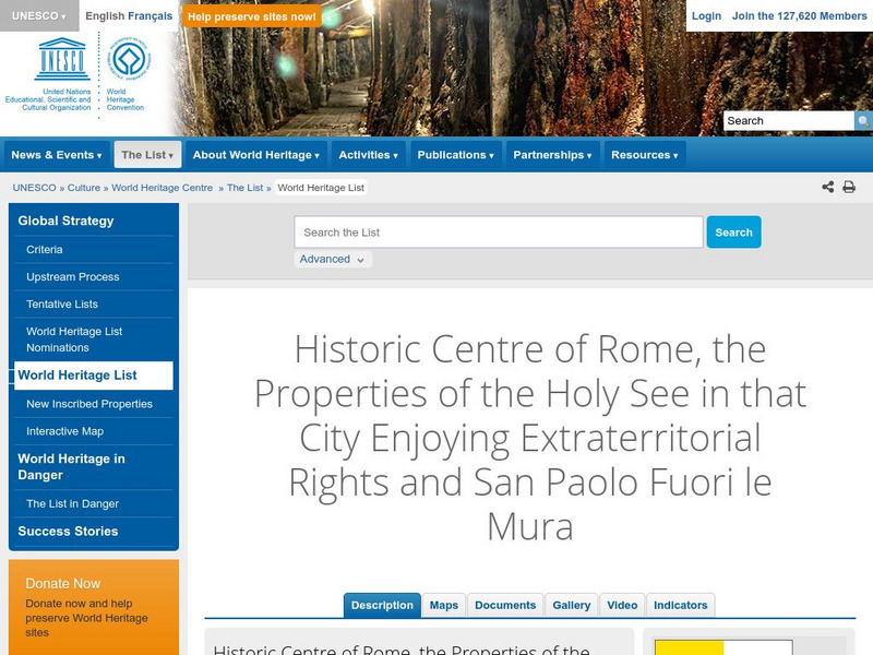 Unesco: Historic Centre of Rome, Properties of Holy See Handout Unesco: Historic Centre of Rome, Properties of Holy See Handout