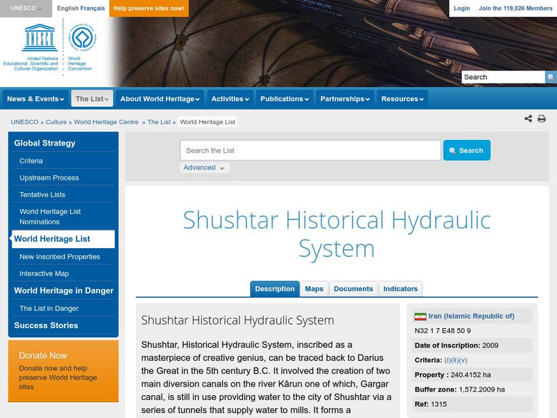 Unesco: Shushtar Historical Hydraulic System Handout Unesco: Shushtar Historical Hydraulic System Handout