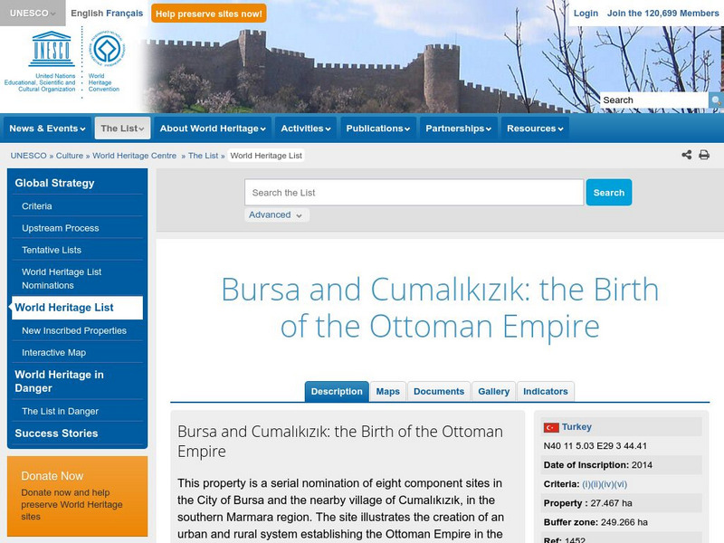 Unesco: Bursa and Cumal?k?z?k: Birth of Ottoman Empire Handout Unesco: Bursa and Cumal?k?z?k: Birth of Ottoman Empire Handout