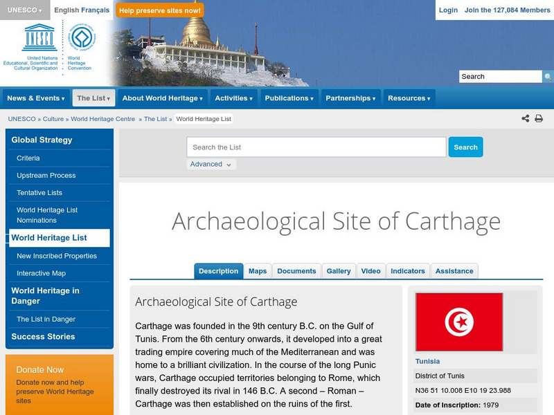 Unesco: Archaeological Site of Carthage Handout Unesco: Archaeological Site of Carthage Handout
