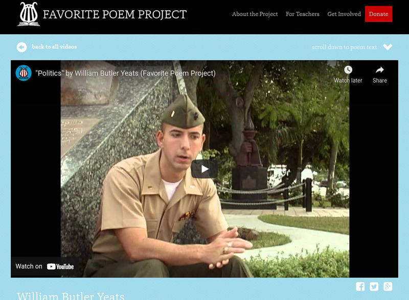 The Favorite Poem Project: "Politics" by William Butler Yeats Instructional Video The Favorite Poem Project: "Politics" by William Butler Yeats Instructional Video