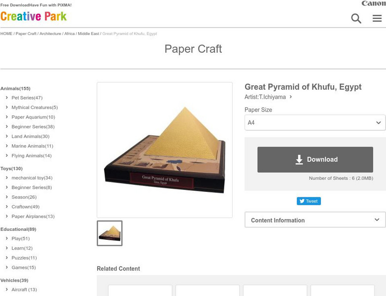 Canon 3 D Paper Craft Buildings: Great Pyramid of Khufu Activity Canon 3 D Paper Craft Buildings: Great Pyramid of Khufu Activity