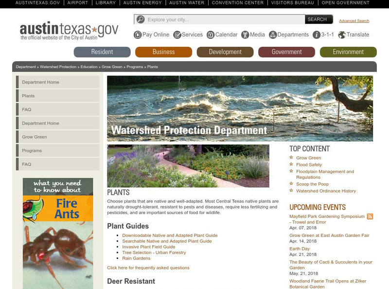 City of Austin: Watershed Protection Office: Plants Website