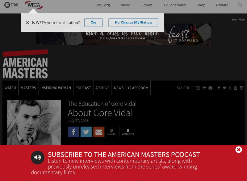 Pbs American Masters: Gore Vidal Unit Plan Pbs American Masters: Gore Vidal Unit Plan