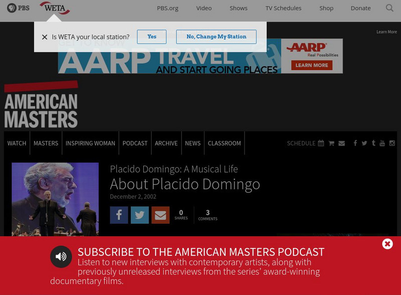 Pbs American Masters: Placido Domingo Handout Pbs American Masters: Placido Domingo Handout