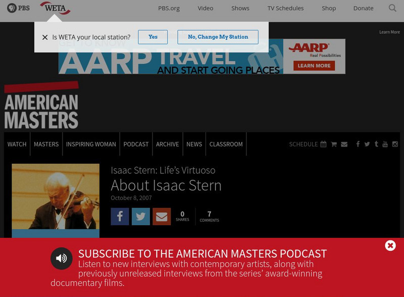 Pbs American Masters: Isaac Stern Handout Pbs American Masters: Isaac Stern Handout