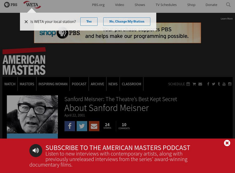 Pbs's American Masters: Sanford Meisner Handout Pbs's American Masters: Sanford Meisner Handout