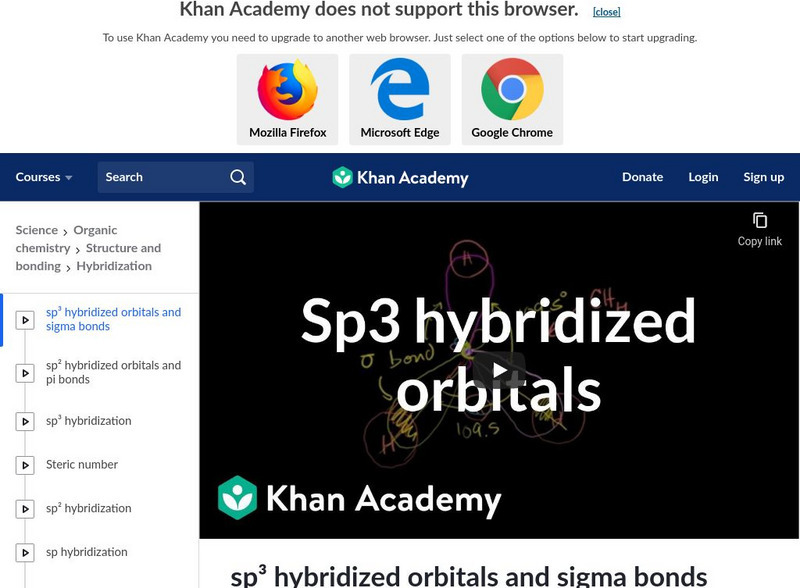 Khan Academy: Structure and Bonding: Sp3 Hybridized Orbitals and Sigma Bonds Instructional Video Khan Academy: Structure and Bonding: Sp3 Hybridized Orbitals and Sigma Bonds Instructional Video