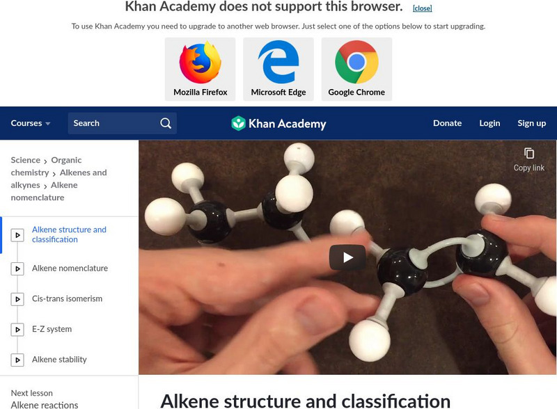 Khan Academy: Alkene Intro and Stability Instructional Video