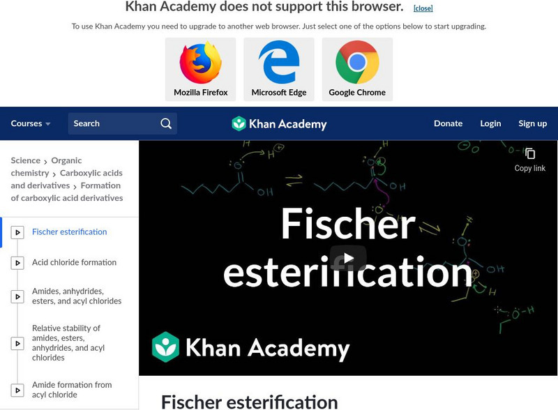 Khan Academy: Fisher Esterification Instructional Video Khan Academy: Fisher Esterification Instructional Video