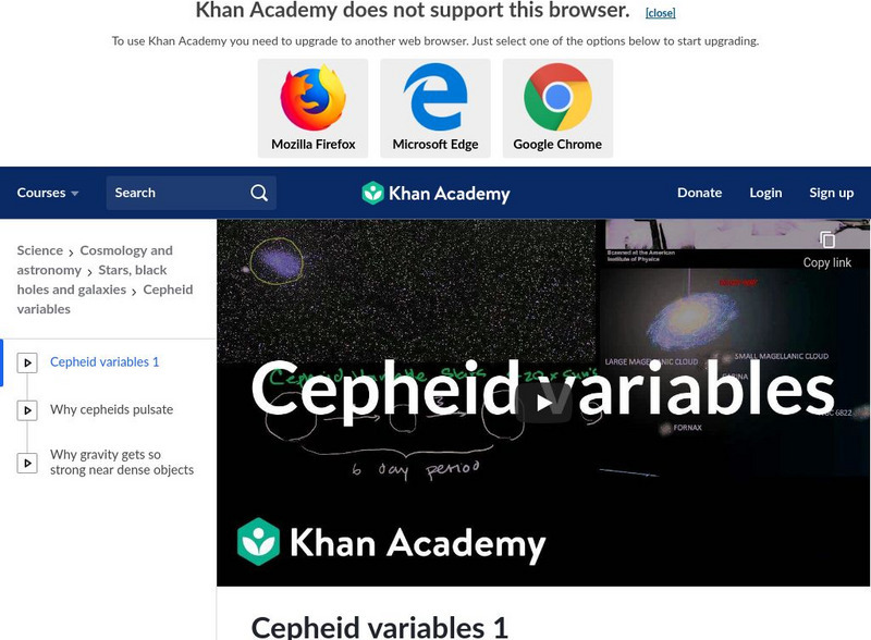 Khan Academy: Stars, Black Holes and Galaxies: Cepheid Variables 1 Instructional Video Khan Academy: Stars, Black Holes and Galaxies: Cepheid Variables 1 Instructional Video