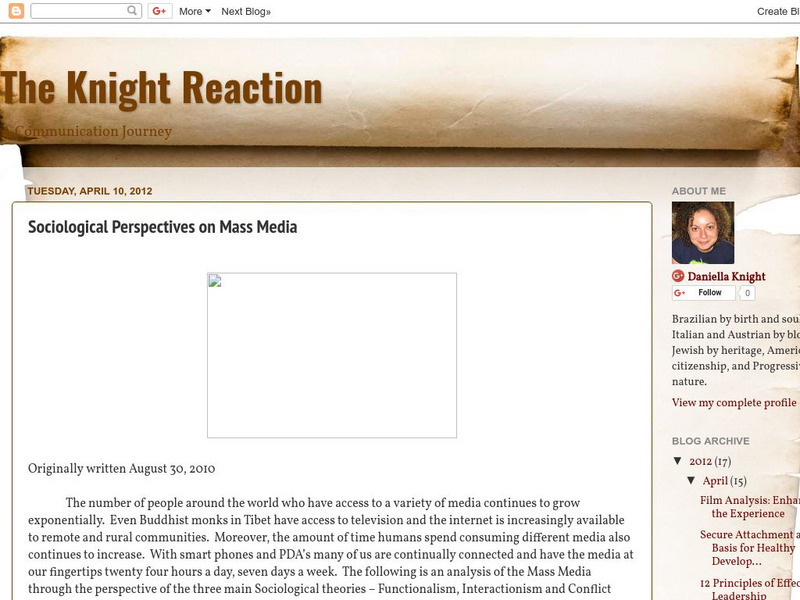 The Knight Reaction: Sociological Perspectives on Mass Media Article The Knight Reaction: Sociological Perspectives on Mass Media Article