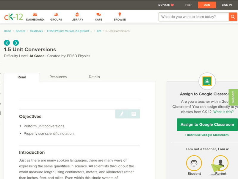Ck 12: Unit Conversions Activity Ck 12: Unit Conversions Activity