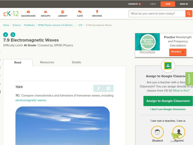 Ck 12: Electromagnetic Waves Unit Plan