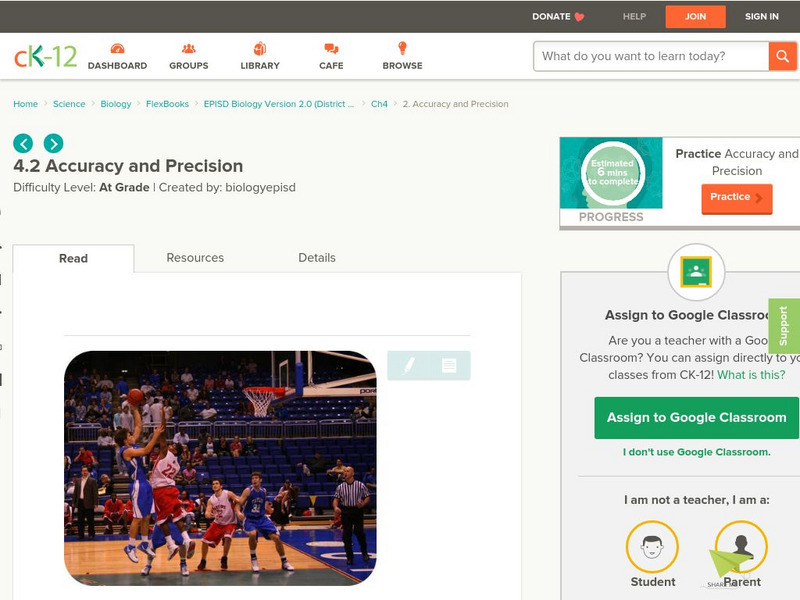Ck 12: Accuracy and Precision Unit Plan