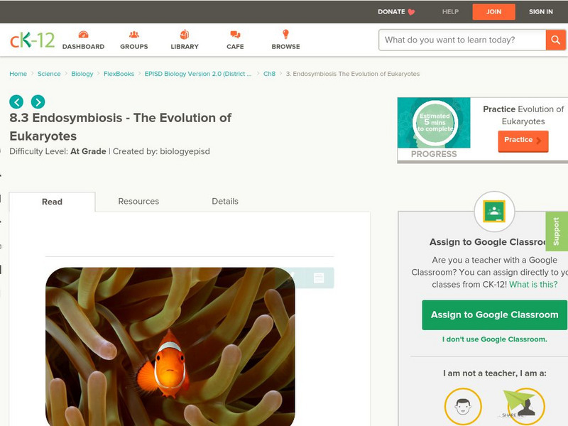 Ck 12: Endosymbiosis the Evolution of Eukaryotes Unit Plan Ck 12: Endosymbiosis the Evolution of Eukaryotes Unit Plan