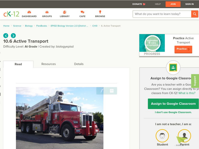 Ck 12: Active Transport Activity Ck 12: Active Transport Activity