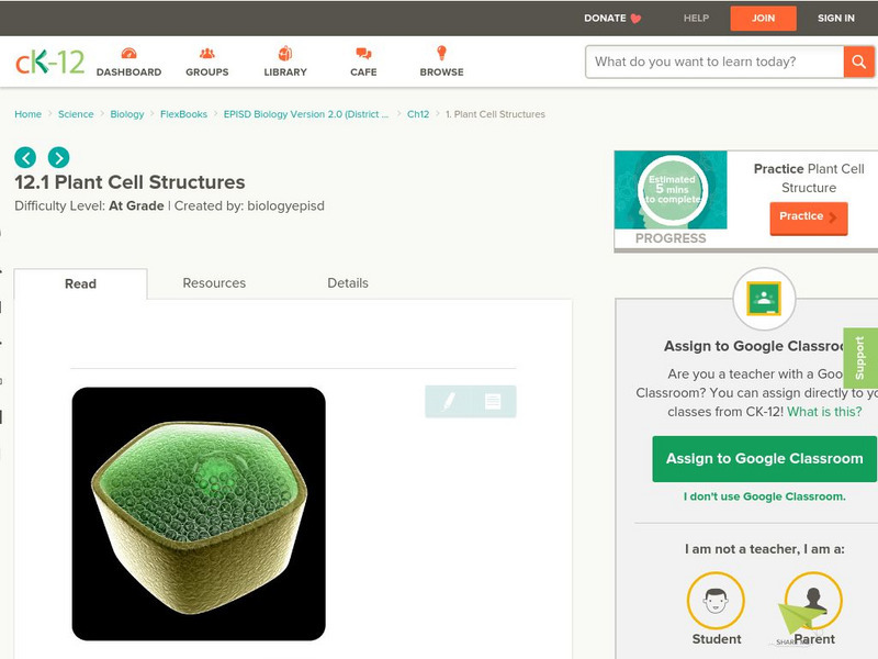 Ck 12: Plant Cell Structures Unit Plan