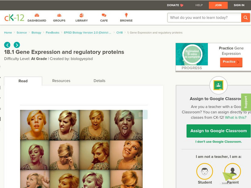 Ck 12: Gene Expression and Regulatory Proteins Unit Plan