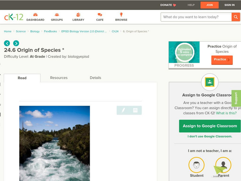 Ck 12: Episd: Origin of Species Unit Plan Ck 12: Episd: Origin of Species Unit Plan