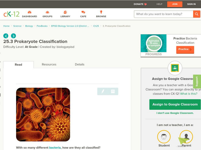 Ck 12: Episd: Prokaryote Classification Unit Plan Ck 12: Episd: Prokaryote Classification Unit Plan