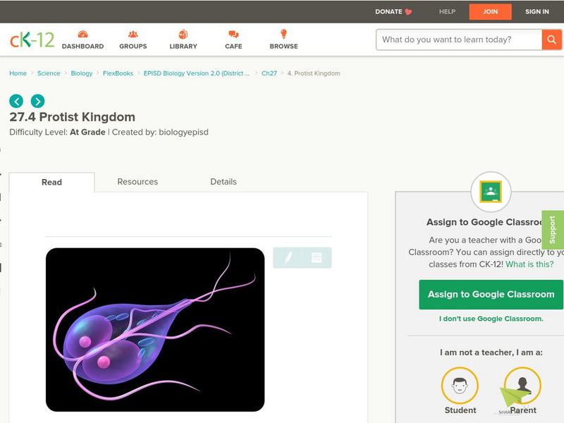 Ck 12: Episd: Protist Kingdom Unit Plan Ck 12: Episd: Protist Kingdom Unit Plan