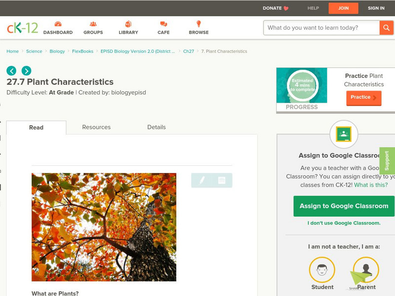 Ck 12: Episd: Plant Characteristics Unit Plan Ck 12: Episd: Plant Characteristics Unit Plan
