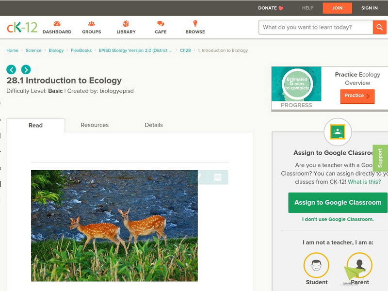 Ck 12: Episd: Introduction to Ecology Unit Plan Ck 12: Episd: Introduction to Ecology Unit Plan