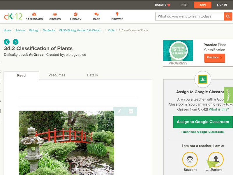 Ck 12: Episd: Classification of Plants Unit Plan Ck 12: Episd: Classification of Plants Unit Plan