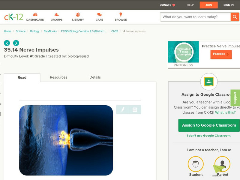 Ck 12: Nerve Impulses Unit Plan Ck 12: Nerve Impulses Unit Plan