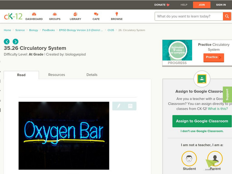Ck 12: Circulatory System Unit Plan Ck 12: Circulatory System Unit Plan