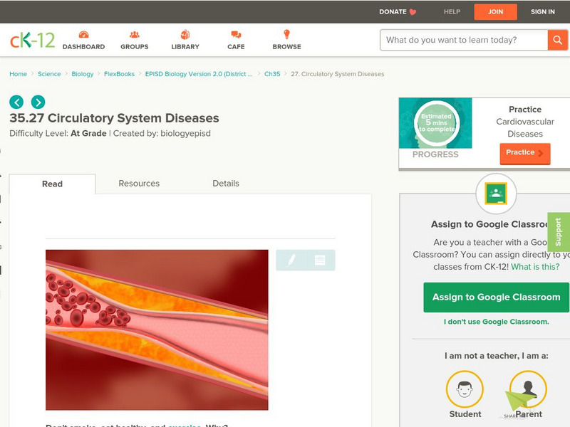 Ck 12: Circulatory System Diseases Unit Plan Ck 12: Circulatory System Diseases Unit Plan