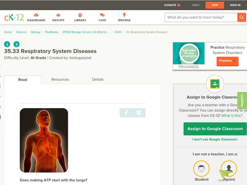 Ck 12: Respiratory System Diseases Unit Plan