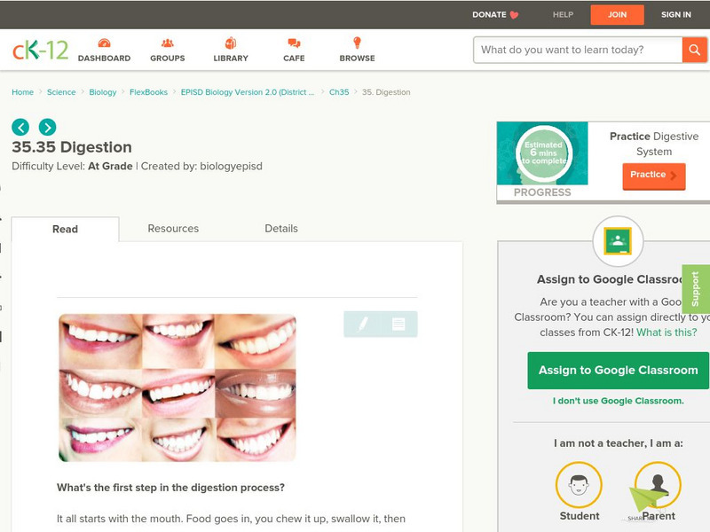 Ck 12: Digestion Unit Plan Ck 12: Digestion Unit Plan