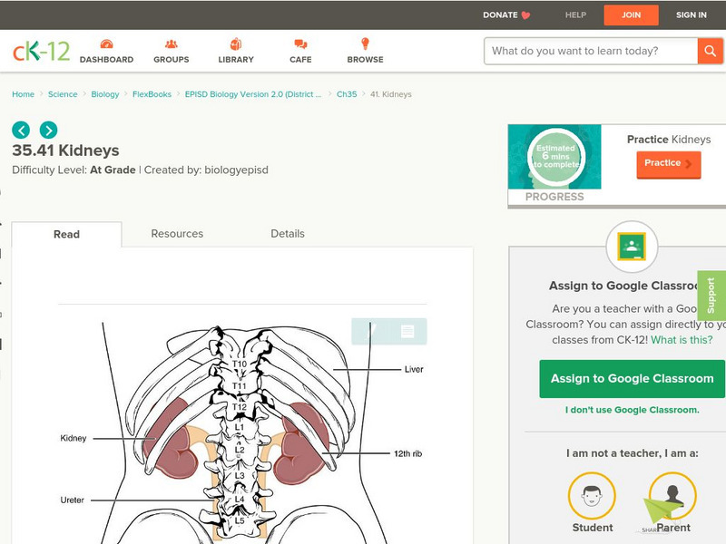 Ck 12: Kidneys Unit Plan Ck 12: Kidneys Unit Plan