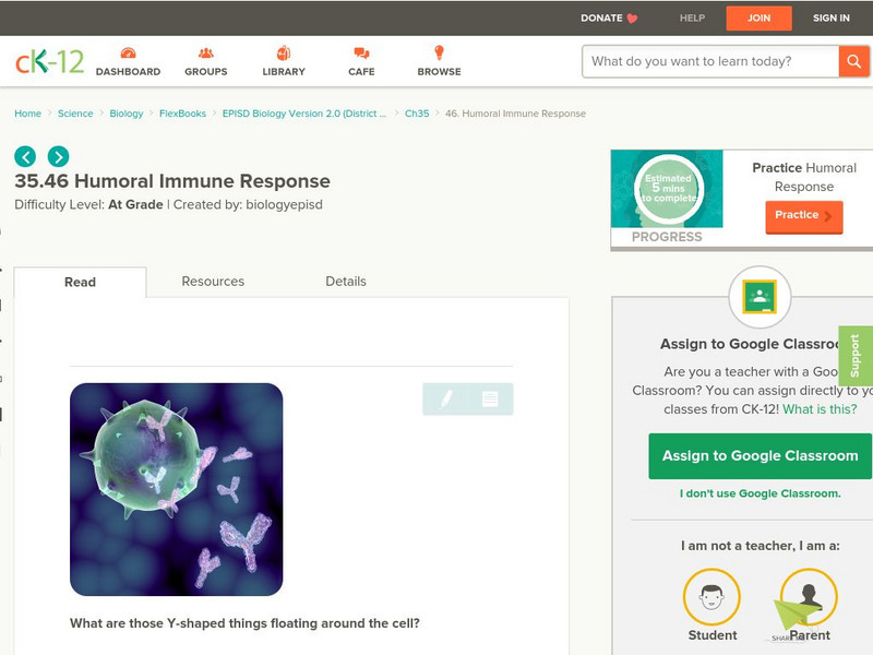 Ck 12: Humoral Immune Response Unit Plan Ck 12: Humoral Immune Response Unit Plan