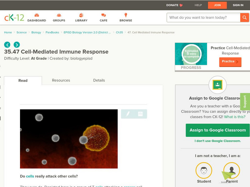 Ck 12: Cell Mediated Immune Response Unit Plan Ck 12: Cell Mediated Immune Response Unit Plan