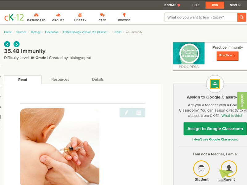 Ck 12: Immunity Unit Plan Ck 12: Immunity Unit Plan