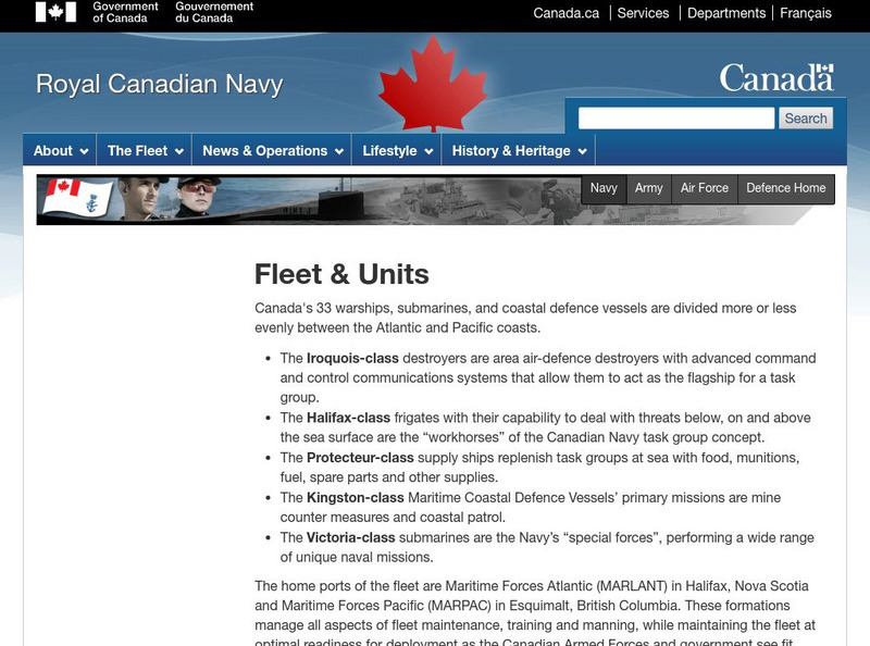 Department of National Defence: Canadian Navy: The Fleet Website